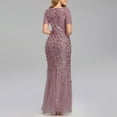 thumbnail image 3 of JINMGG Dress for Women Plus ,Women Beaded Mesh Gauze Fishtail Short Sleeve O-Neck Slim Evening Dress Pink XXL, 3 of 4