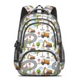 thumbnail image 2 of Excavator and Road White Pattern Cute School Backpack Bag with Padded Back and Adjustable Shoulder Straps 16.9 X 12.6 X 5.9 Inches, 2 of 5