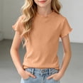 thumbnail image 2 of JUMEYU Girls Tees Girls Athletic Shirts Short Sleeve Sports T-Shirts Crew Neck Activewear Tees Tops for Kids Teens Size 9-10 (Orange,9-10 Years), 2 of 7