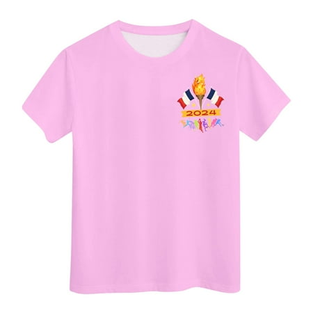 

Tops for Girls Short Sleeve Shirts Summer Crewneck Letter Print Round Neck Tops for Teen Girls