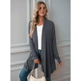 thumbnail image 4 of Women'S Three-Quarter Sleeve Casual Open-Front Jacket, Fashionable Front-Opening Light Coat Dark Gray L, 4 of 9