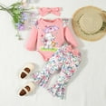 thumbnail image 2 of TOWED22 Baby Girl Fall Winter Clothes Long Sleeve Romper + Bow Print Pants + Headband Set 3pcs Newborn Infant Girl Outfits(Pink,0-3 M), 2 of 9