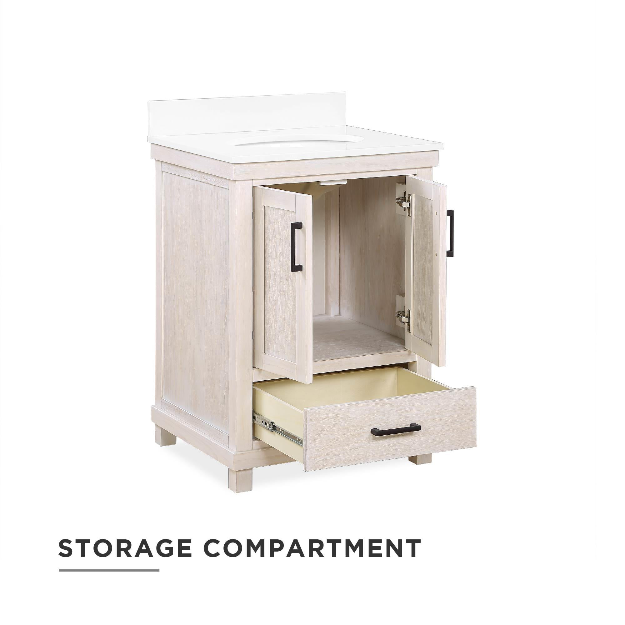 DHP Sunnybrooke 24 Inch Bathroom Vanity w/ Sink, Rustic White