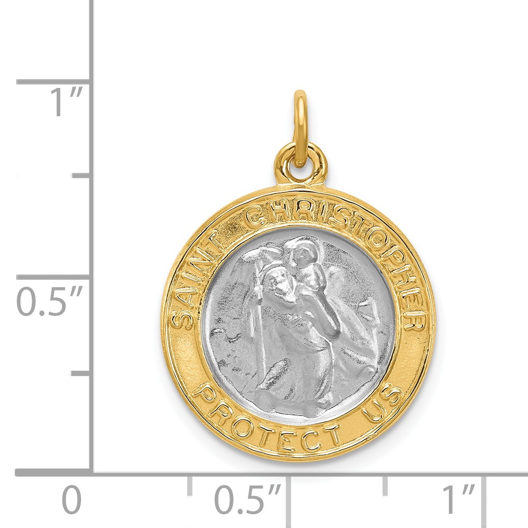 FB Jewels Solid 925 Sterling Silver Rhodium-Plated Saint Christopher Medal