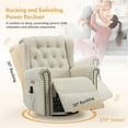 thumbnail image 4 of Power Swivel Rocking Glider Recliner Chair, Electric Nursery Reclining Sofa Chair with Heat and Massage, Wingback Tufted Upholstered Recliner for Living Room, USB and Type-C Ports, Beige, 4 of 9