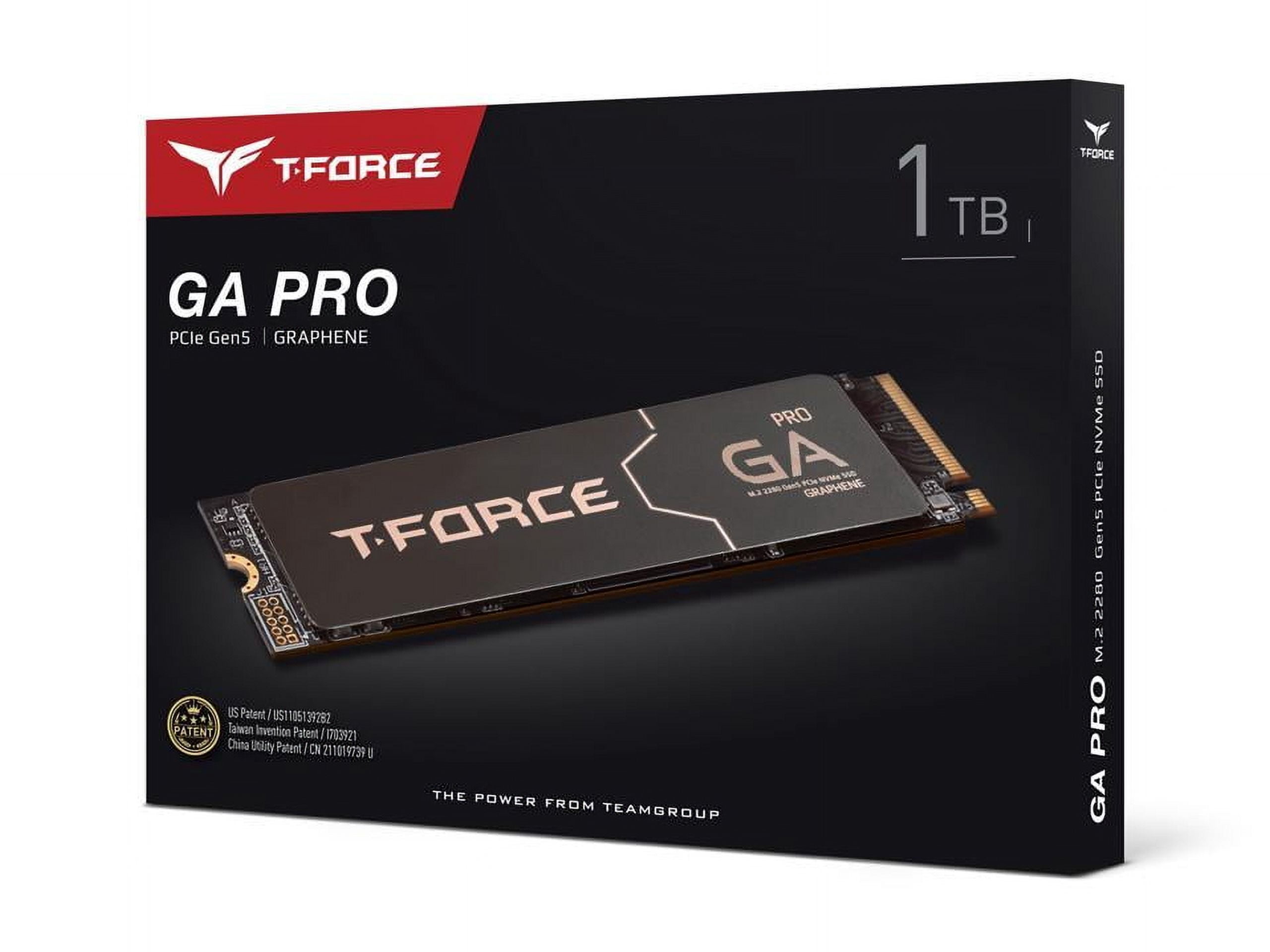 Team Group T-FORCE GA PRO M.2 2280 1TB PCIe Gen5.0x4 with DRAM CACHE with NVMe 3D NAND Internal Solid State Drive (SSD) TM8FFJ001T0C129