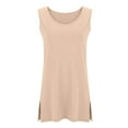 thumbnail image 5 of Fnooota Women's Plus-size Tank Tops, Sleeveless Crew Neck Summer Side Slit Workout Tops Beige Size L-5XL, 5 of 6