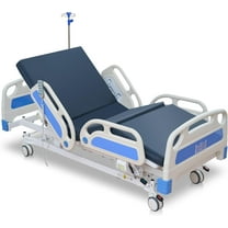 Naipo 5 Function Full Electric Hospital Bed, ICU Electric Medical Bed, 5-Inch Locking Casters, IV Pole for Home Hospital Use, 530lbs Capacity