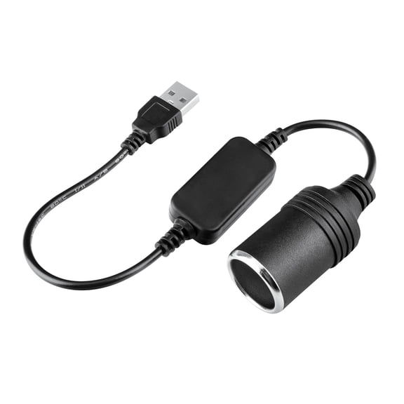 PKPOWER USB to Cigarette Lighter Adapter 5V to 12V 1A Boost Cable, USB to Cigarette Lighter Plug with 30cm Cord, 12V Car Socket Female for Driving Recorder, GPS, Dash Camera