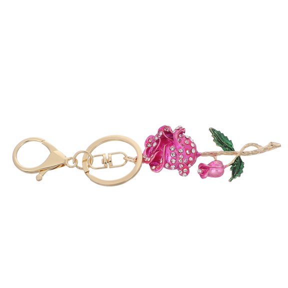 LOLIPPYY Elegant Rose Bag Charm Keychain , 1 Set with Rhinestones, Perfect for Daily Use