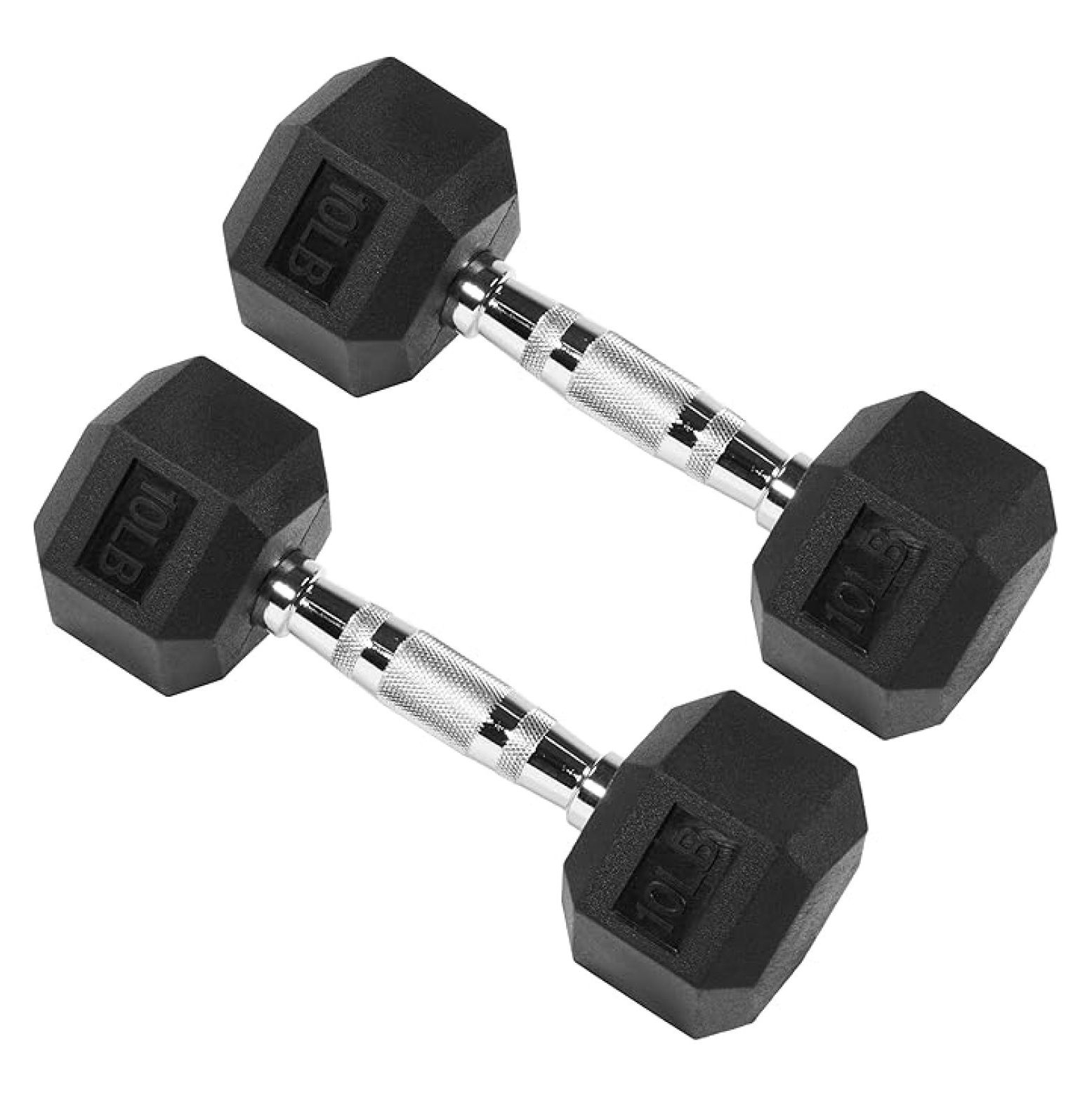 Rubber Coated Hex Dumbbells Hand Weights for Exercises and Fitness Home Gym, 5-50 lbs, Pairs