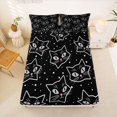thumbnail image 4 of Manfei Spooky Star Cat Queen Sheets, Dotted Galaxy Queen Sheet Sets, Black White, 4pcs, 1 Flat Sheet, 1 Fitted Sheet and 2 Pillowcases, 4 of 6