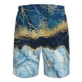 thumbnail image 6 of Kll Blue Marble Gold Foil And Glitter Decor Men'S Casual Summer Beach Shorts Hawaiian Shorts With Pockets-X-Large, 6 of 9
