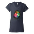 thumbnail image 2 of Lion Paint Art Splatter Abstract Art Animal Lover Women's Standard V-Neck Tee, Navy, X-Large, 2 of 3