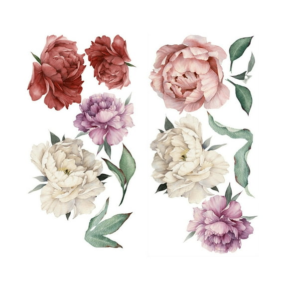 Wall Decor Wall Stickers Decor Peony Flower Pattern Diy Wall Decoration Decal Self-Adhesive Pvc Sticker Mural