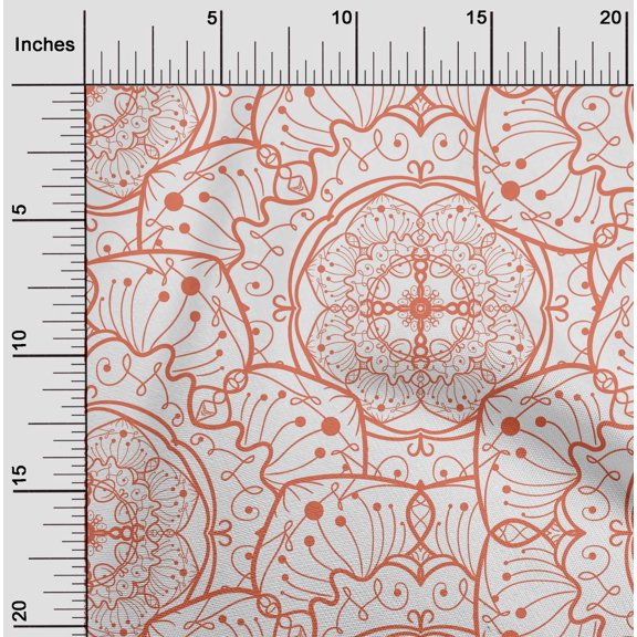 oneOone Cotton Jersey Dark Peach Fabric Artistic Mandala Sewing Fabric By The Yard Printed Diy Clothing Sewing Supplies 58 Inch Wide