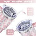 thumbnail image 5 of 40oz Fashion Leopard Pattern Stainless Steel Flip Straw Tumbler Spill Proof Travel Cup Double Wall Vacuum Insulated Coffee Mug with Top Handle, 5 of 6