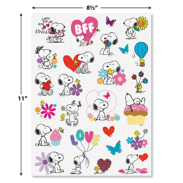 PEANUTS® Snoopy Hearts Valentine's Sticker Pack - Set of 48, Largest 2¼ x  2½ 