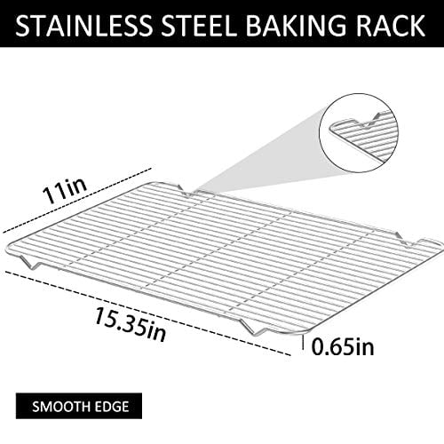 Umite Chef Stainless Steel 16 x 12 x 1 Inch Cookie Sheet Baking Pans with Cooling Rack Easy Clean & Heavy Duty Baking Sheet with Rack Set Dishwasher Safe Cookie Pan with Rack Non Toxic & Healthy