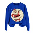 thumbnail image 4 of Blue Sweaters for Women Christmas Sweatshirts for Women Retro Santa Graphic Long Sleeve Shirt Xmas Pullover Tops Womens Fall Fashion Must Haves, 4 of 4