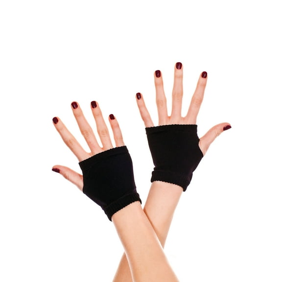 Simple plain fingerless gloves 479- BLACK