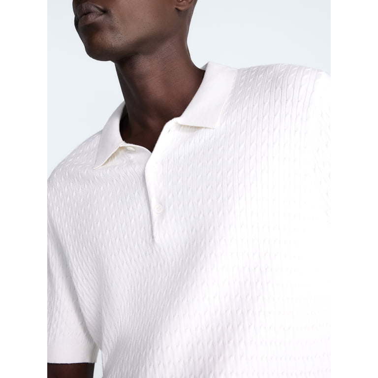 Free Assembly Men's Cozy Yarn Cable Knit Polo Sweater photo 4