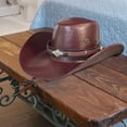 thumbnail image 6 of Faux Leather Cowboy Hat for Men Versatile Sun Protection Hat with Chin Strap Red, 6 of 9