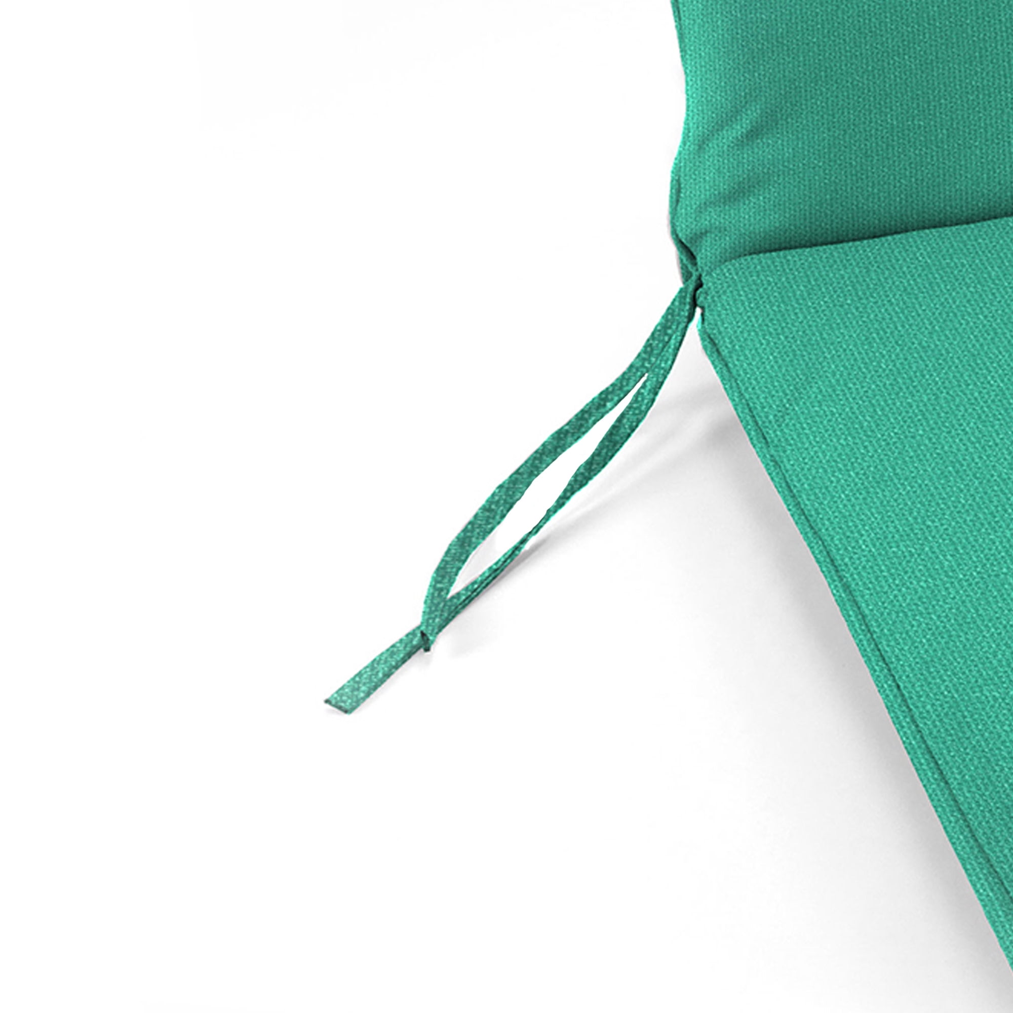 Jordan Manufacturing 44" x 21" Rave Seaspray Teal Solid Rectangular Outdoor Chair Cushion with Ties, Hanger Loop and Welt