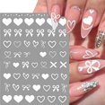 thumbnail image 3 of Adhesivos para uñas GJJBQTT con forma de corazón, 6 hojas, color blanco y negro, 3 of 7