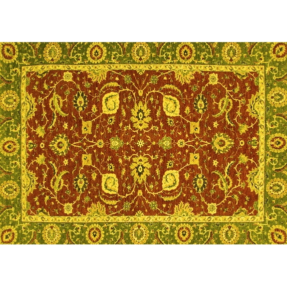 Ahgly Company Indoor Rectangle Oriental Yellow Modern Area Rugs, 5' x 8'