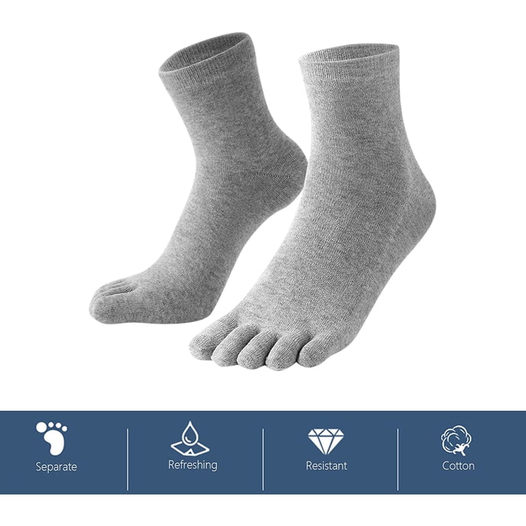 AMITOFO Men's Five Toe Crew Socks (5-Pair Pack) photo 7