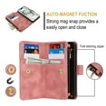 thumbnail image 5 of for iPhone 14 Wallet Case with Card Holder for Women Men, Phone Case RFID Blocking PU Leather Flip Shockproof Cover with Shoulder + Wrist Strap Zipper Credit Card Slots Stand, Rosegold, 5 of 9