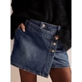 thumbnail image 6 of Women'S High Waisted Button Front Denim Skort Asymmetrical Hem Skirt Shorts XL, 6 of 8