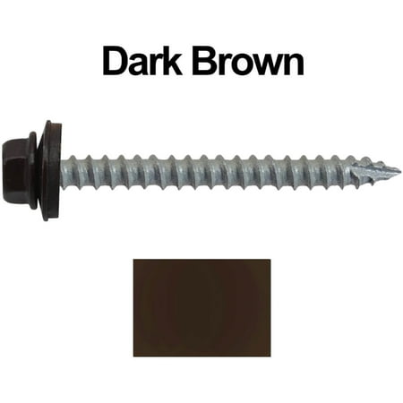 

Jake Sales Brand -#14 x 2-1/2 Metal Roof Screw ~250 - Hex Head - Type 17 Tip - EPDM Washer - DARK BROWN