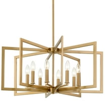Kira Home Glam 27" 8-Light Large Modern Geometric Chandelier, Cool Brass Finish