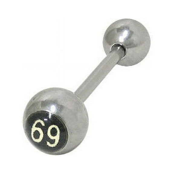 69 Logo Straight Barbell Tongue Ring