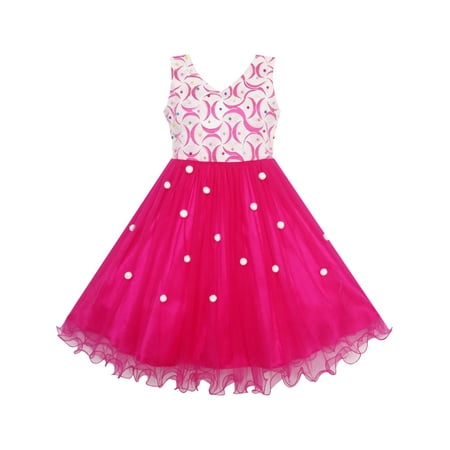 Sunny Fashion - Flower Girls Dress Lace Pearl Dimensional Flowers ...