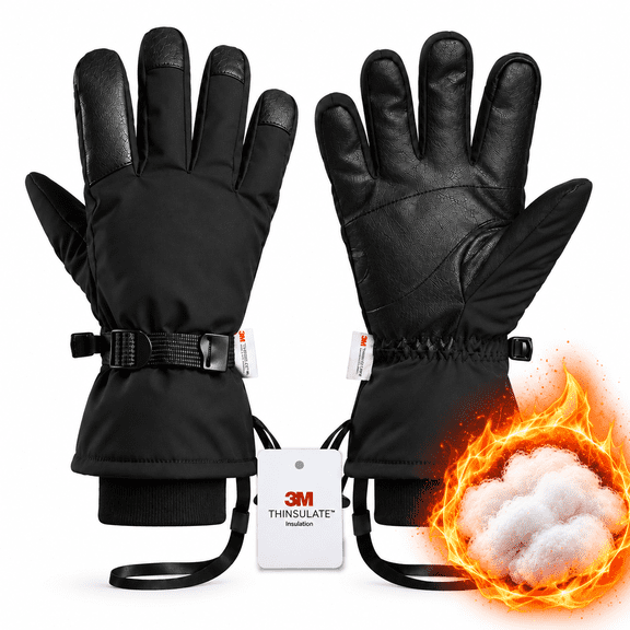 Touchscreen Ski Gloves for Men & Women, Waterproof Winter Gloves with 3M Insulation & Anti-Slip Grip, Includes Pocket for Hand Warmers, Skiing & Snowboarding