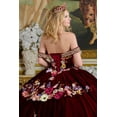 thumbnail image 3 of Women's Elizabeth K Off Shoulder Ruffled Ball Gown Gl3638 Burgundy Size XL, 3 of 3