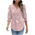 thumbnail image 5 of Xdegoge 3/4 Sleeve Tops for Women Plus Size Floral V Neck T Shirt Summer Fashion Tunic Shirts Dressy Casual Loose Fit Blouses, 5 of 8