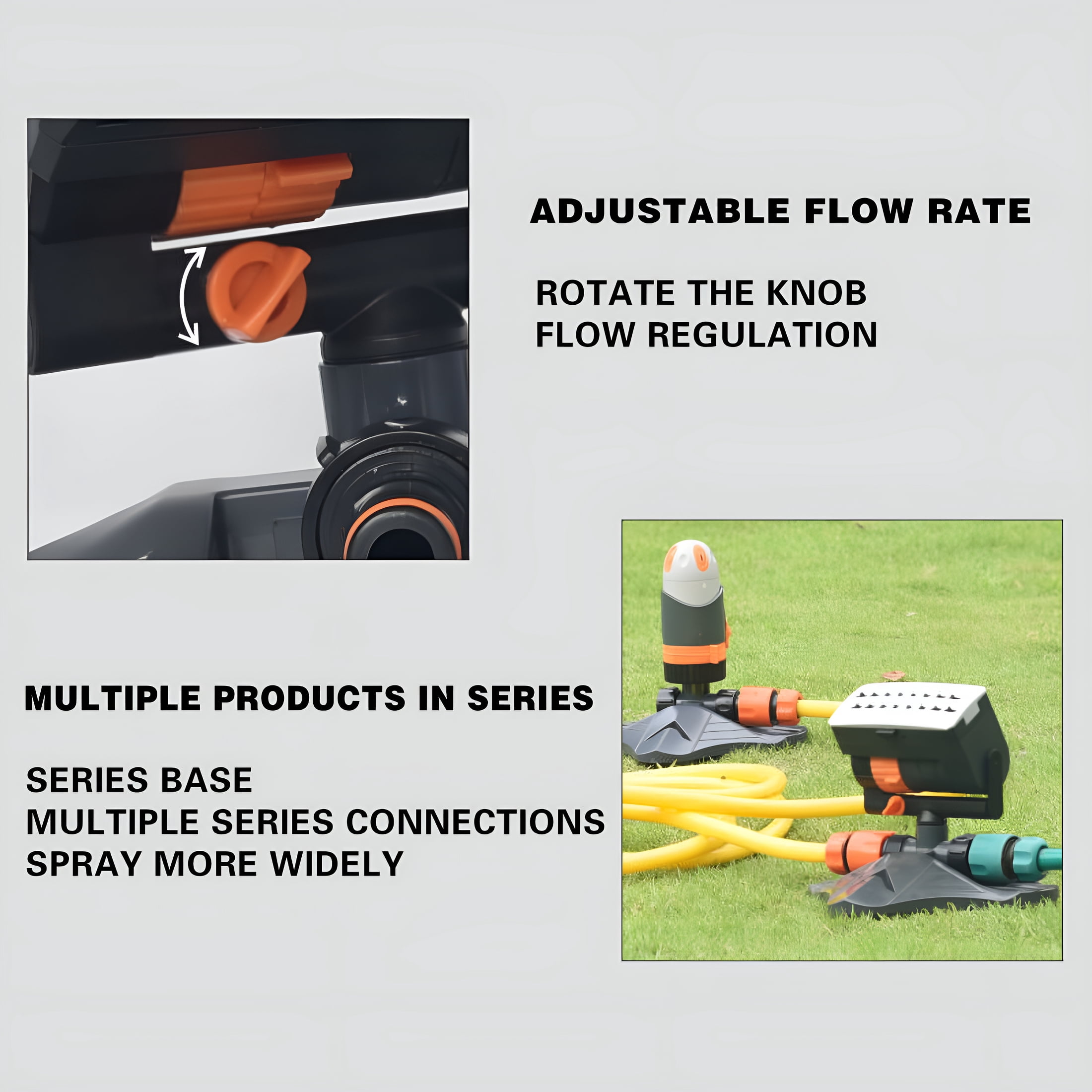 BPPEG Adjustable Range Sprinkler for Lawns & Gardens, 16 Mini Turbine Oscillating Sprinkler