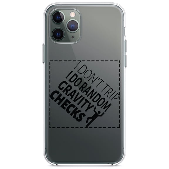 DistinctInk Clear Shockproof Hybrid Case for iPhone 11 (6.1" Screen) - TPU Bumper Acrylic Back Tempered Glass Screen Protector - I Don't Trip I Do Random Gravity Checks
