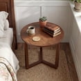 thumbnail image 4 of Gymax 2PCS Round Side Table w/Sturdy Rubber Wood Legs Triangular Structure for Bedroom Walnut, 4 of 10