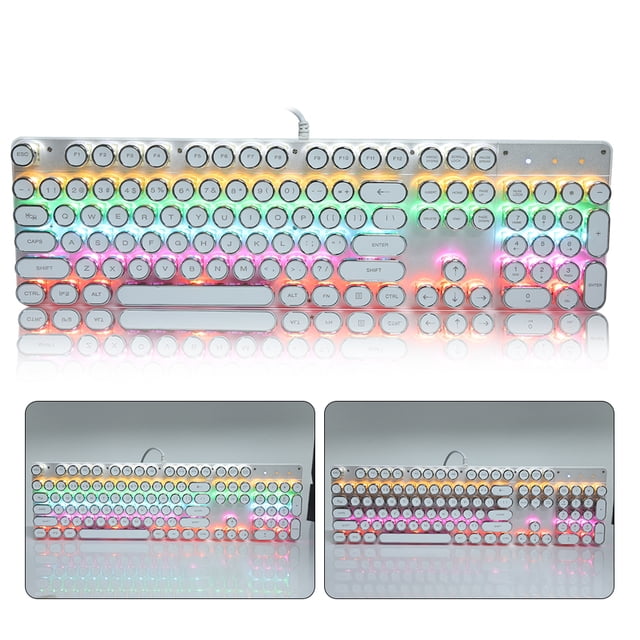 Mechanical Keyboard, Generous Game Keyboard With Retro Round Keyboard For Game