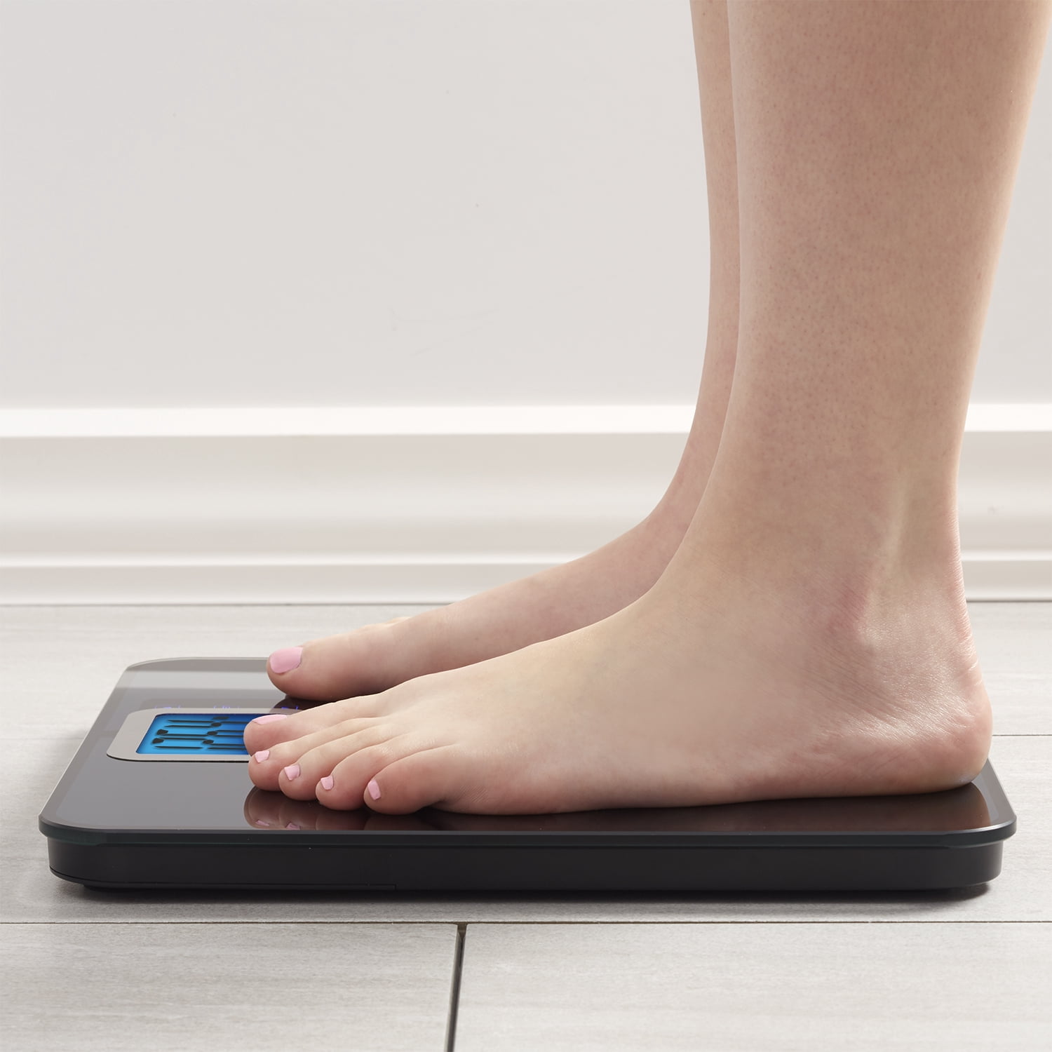 InstaTrack Digital Fat/BMI Bathroom Scale with High Precision Sensors Large Display Accurately Measures Body Water, Muscle Mass, and Calorie Estimator, Blue