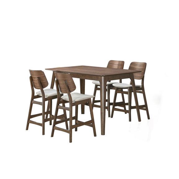 New Classic Furniture Oscar 5-piece Wood Counter Dining Set in Walnut