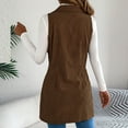 thumbnail image 4 of Corduroy Vest for Women Button Down Sleeveless Jacket Fall Winter Lapel Casual Outerwear Long Tunic Fashion Coat, 4 of 7