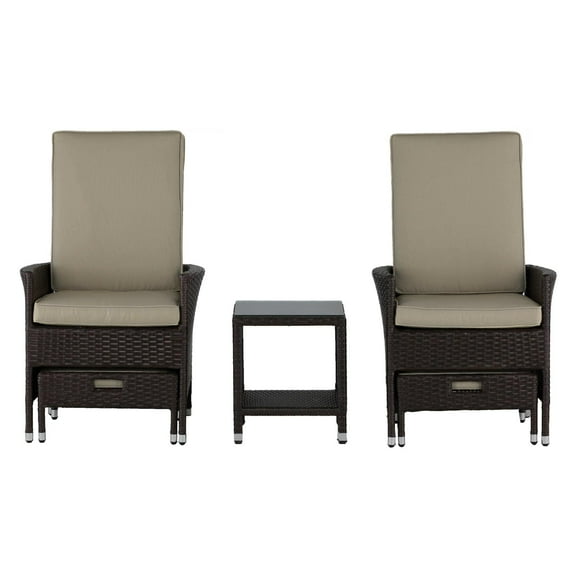 Serta Laguna Outdoor 5 Piece Reclining Set Brown Wicker