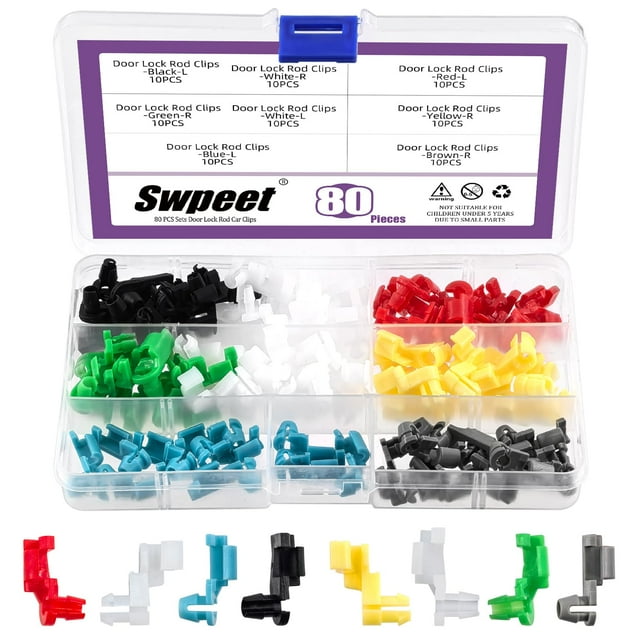 Kit surtido de clips para barras de cierre de puertas de coche, 80 piezas, Swepeet