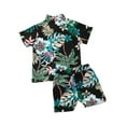 thumbnail image 3 of Toddler Baby Boys Summer Hawaiian Clothes Short Sleeve T Shirts Elastic Shorts Gentleman Holiday Outfit, 3 of 6